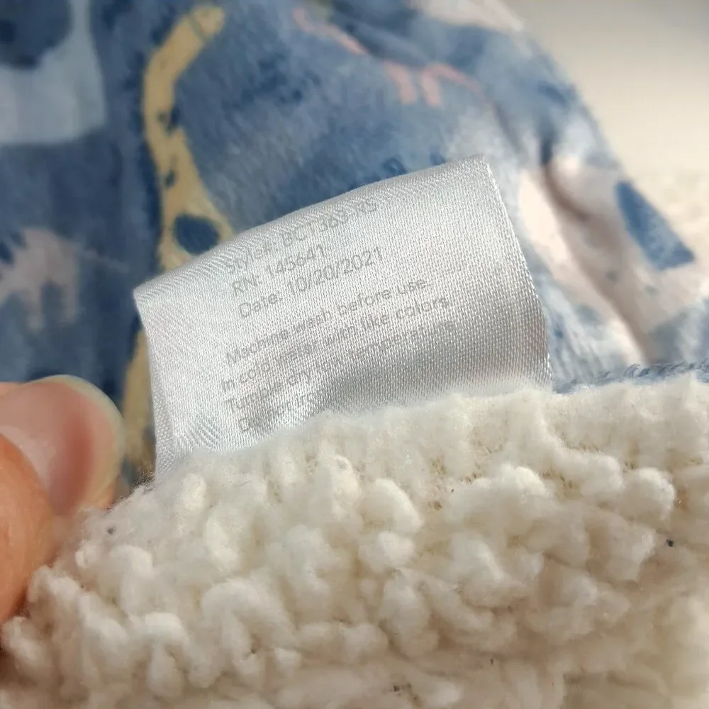 Jonah & Belle Baby Blanket Safari zoo Animals Elephant‎ Giraffe Roar blue sherpa